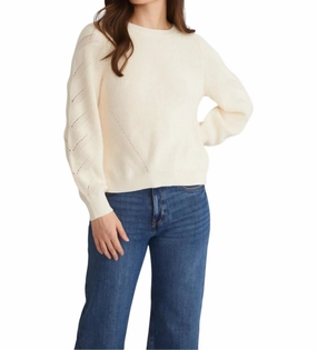 Lace Back Raglan Sweater In White Tops Womens - embroidered tops sale