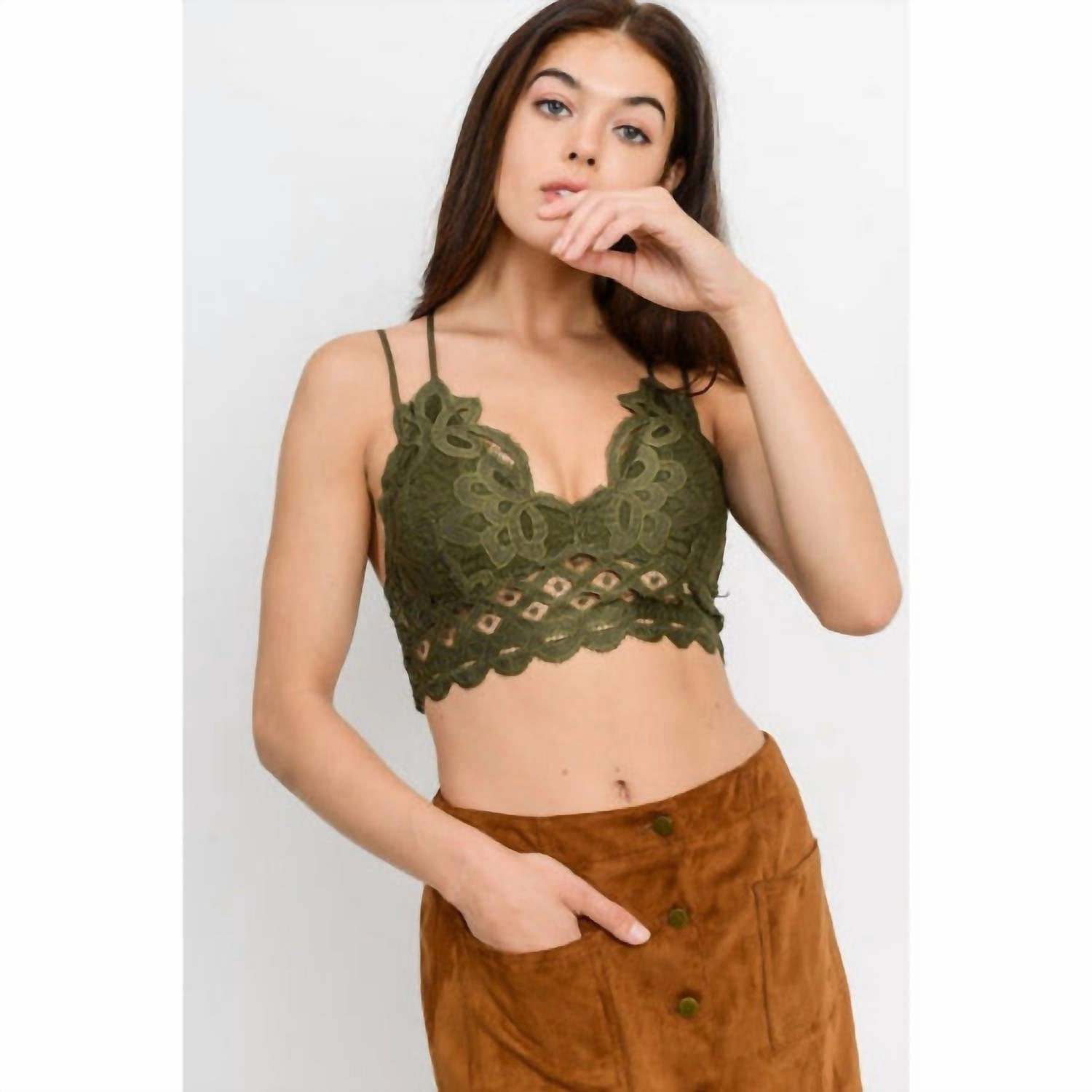 Lace Bralette In Olive