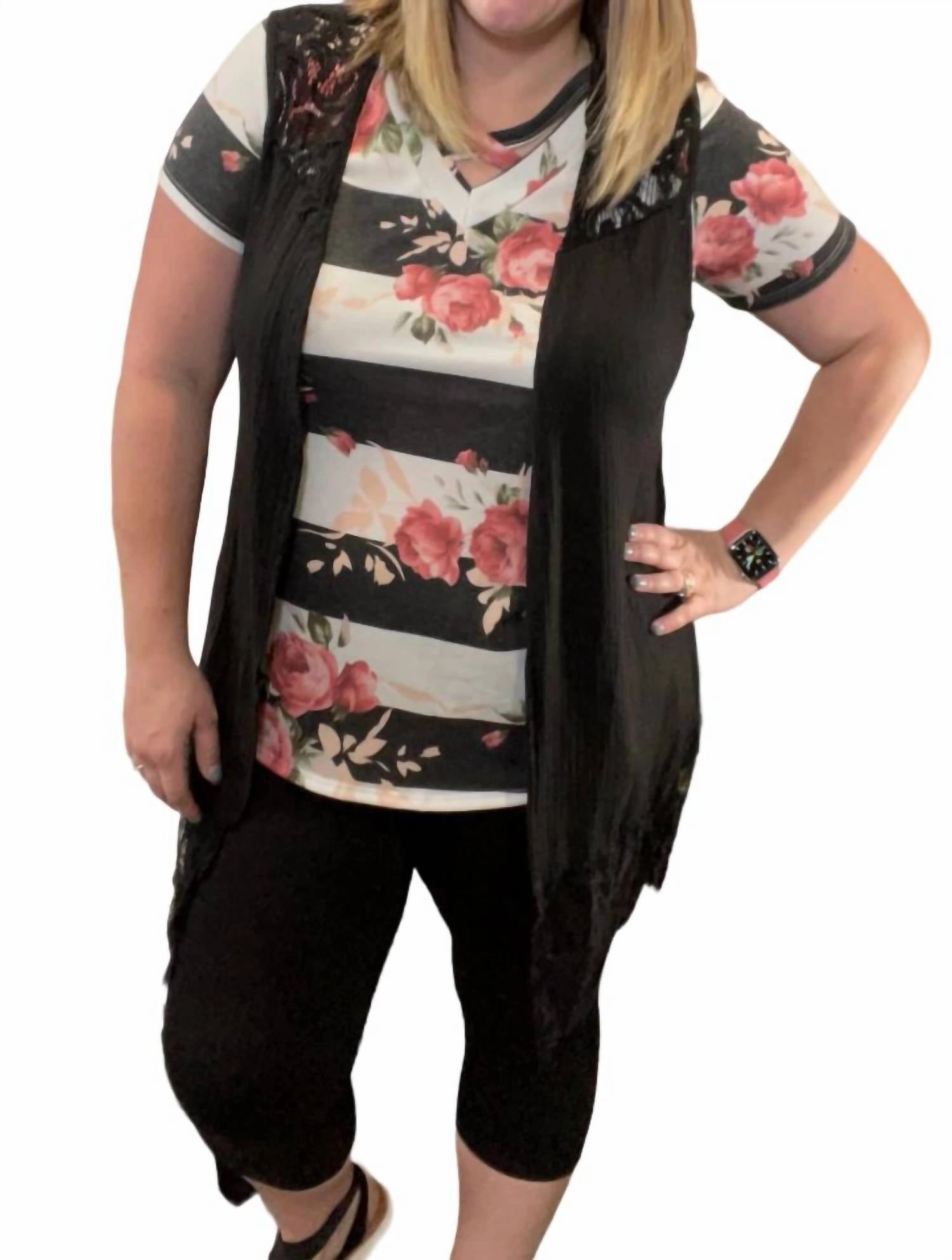 Lace Detail Cardigan In Black Tops Womens - embroidered tops sale