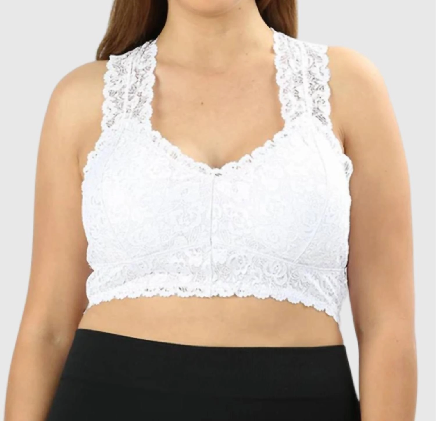 Lace Hourglass Back Bralette - Plus In White