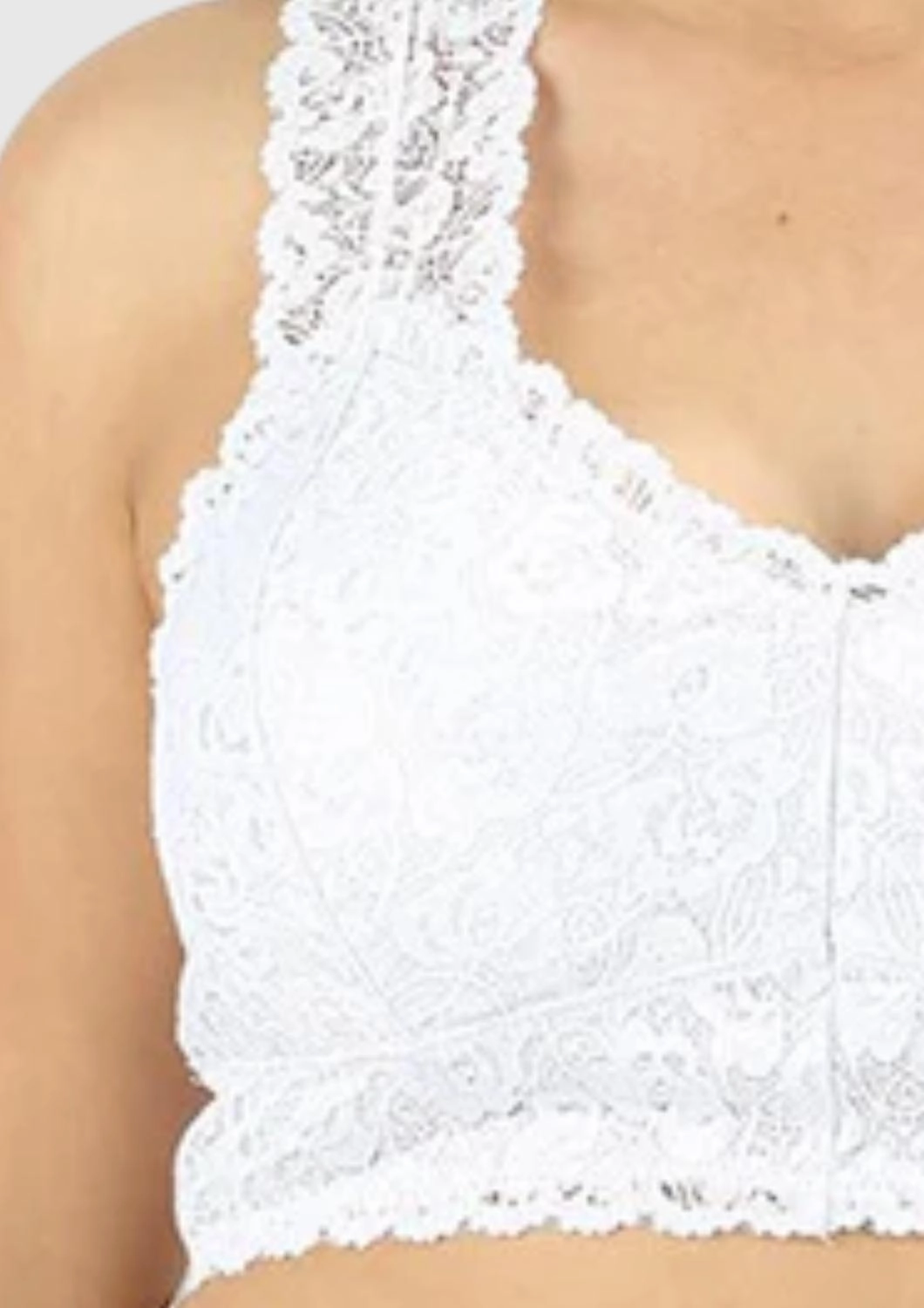 Lace Hourglass Back Bralette - Plus In White