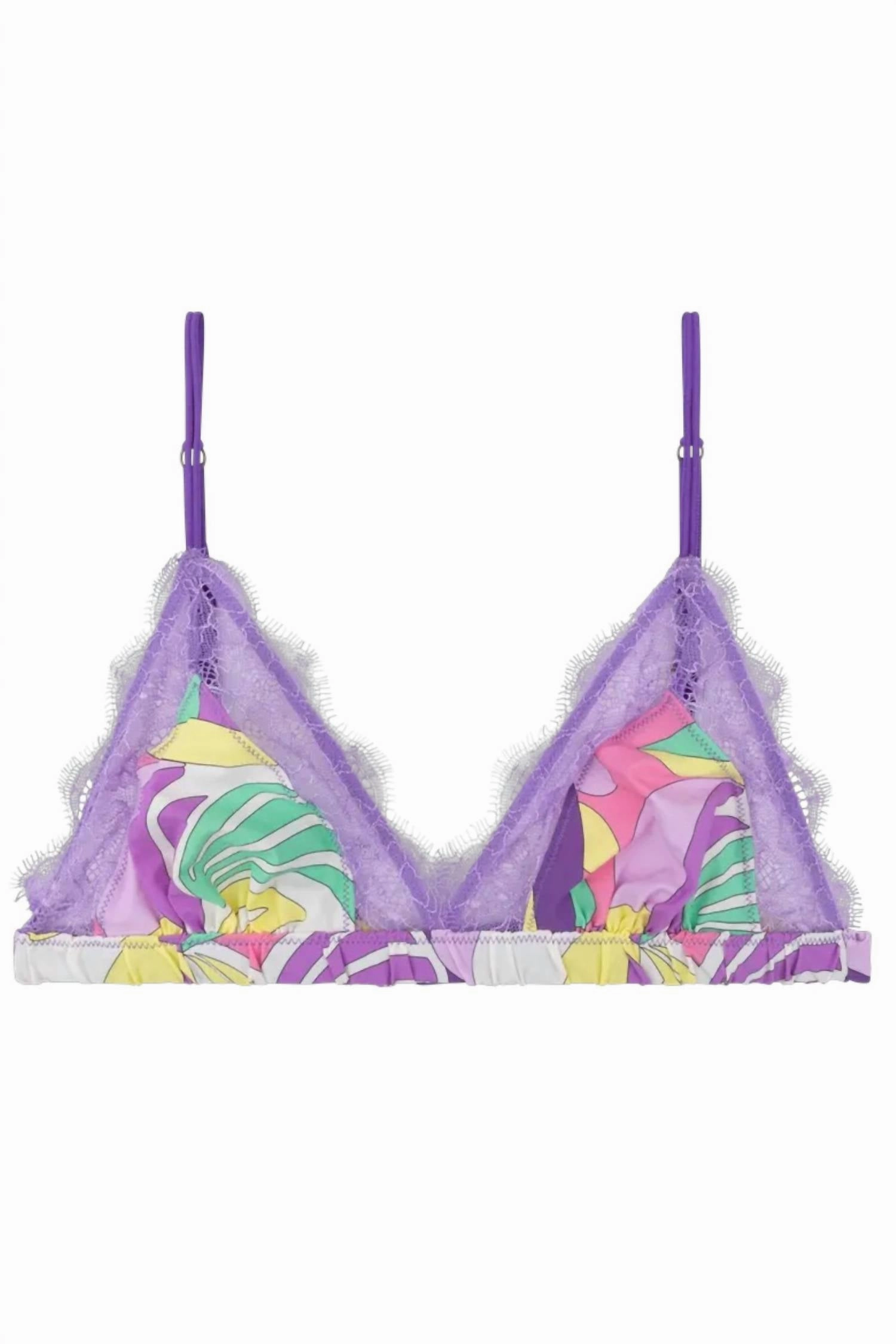 Lace Lila Print Bralette In Multi Print Lila