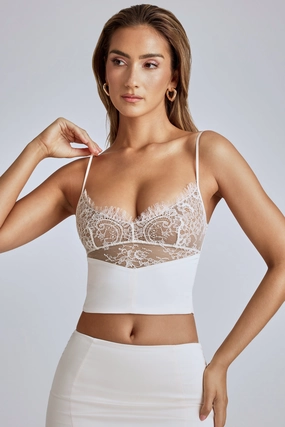 Lace Panel Cami Top in Ivory Tops - tops on sale