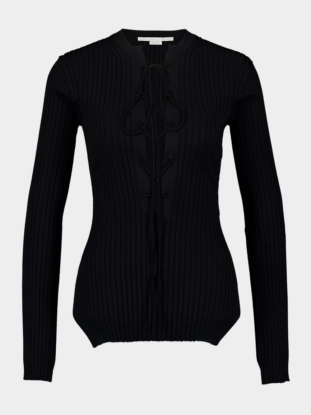 Lace-Up Black Knit Jumper Knitwear Womens - women's knitwear cheap