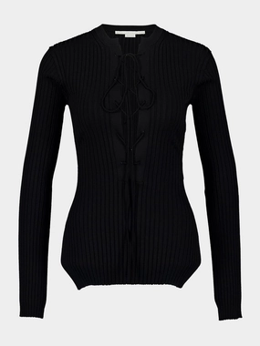 Lace-Up Black Knit Jumper Knitwear Womens - women's knitwear cheap