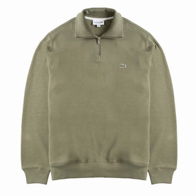 Lacoste Half Zip Sweatshirt Khaki Green mens long sleeves cheap