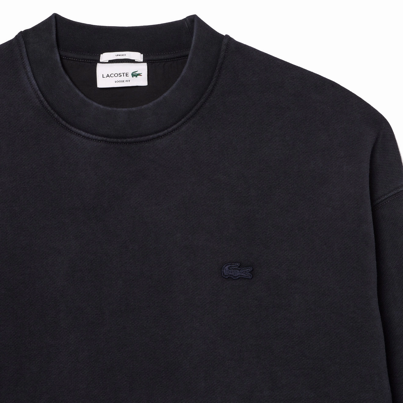 Lacoste Loose Fit Washed Effect Fleece Sweatshirt Black