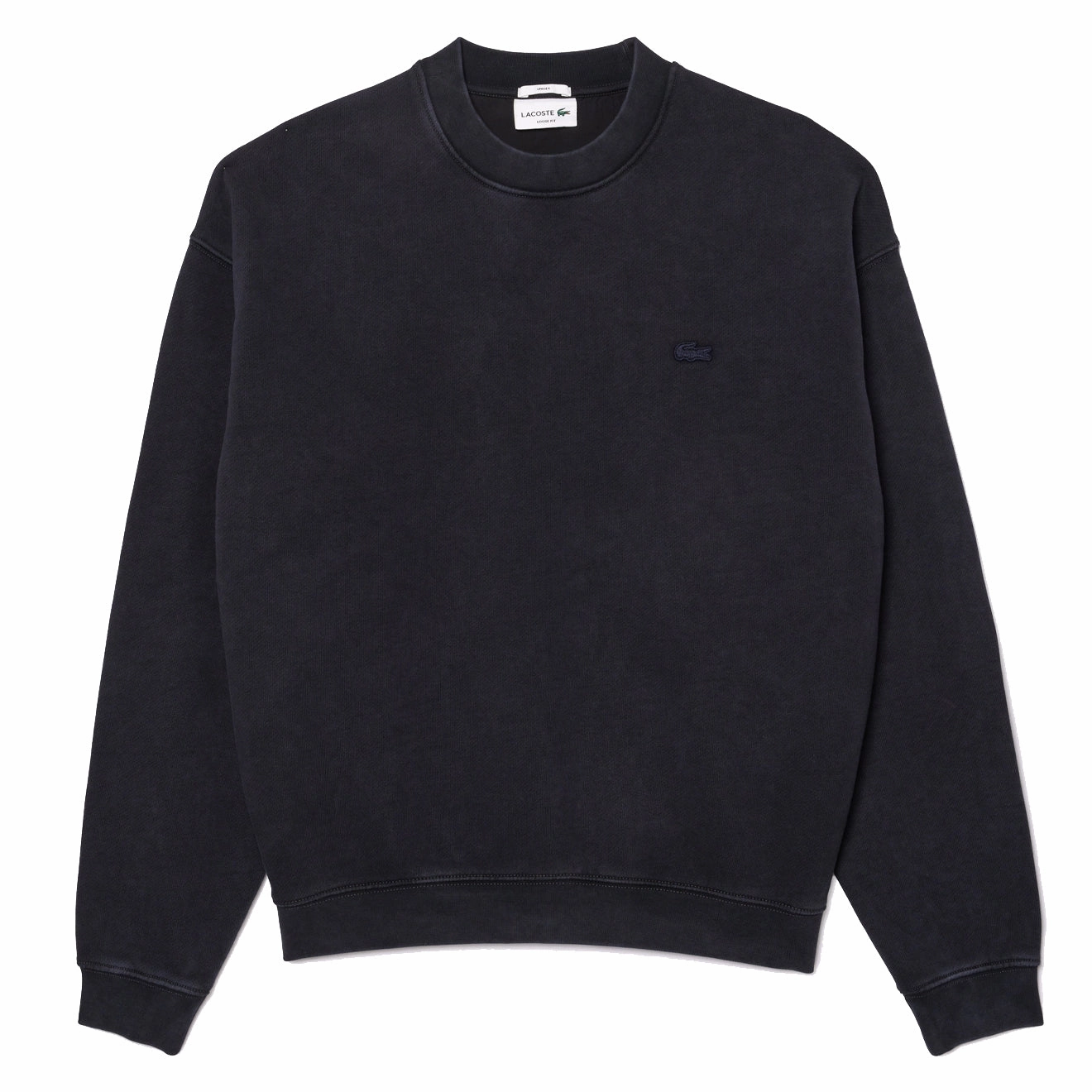 Lacoste Loose Fit Washed Effect Fleece Sweatshirt Black mens long sleeves cheap