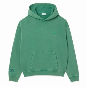 Lacoste Washed Effect Hoodie Pine Green mens long sleeves cheap