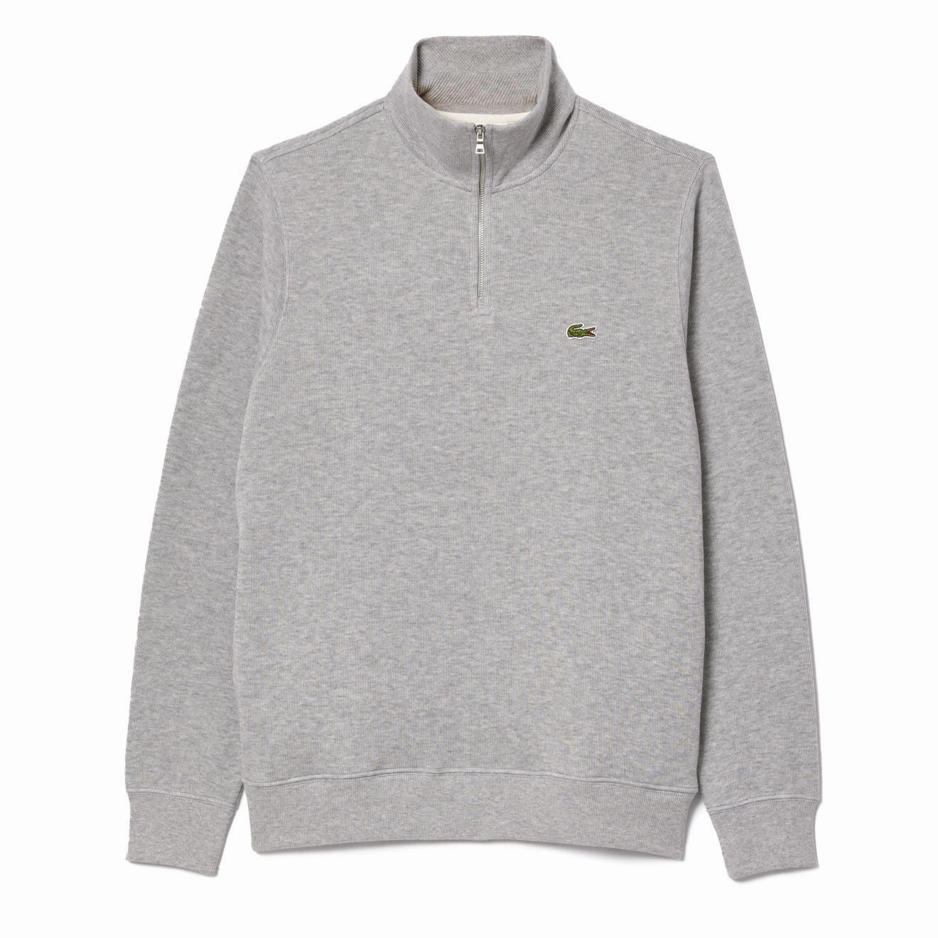 Lacoste Zip-Up High Neck Interlock Sweatshirt Light Heathered Grey mens long sleeves cheap