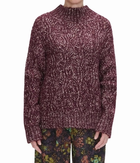 Lamott Sweater Top In Merlot Tops Womens - embroidered tops sale