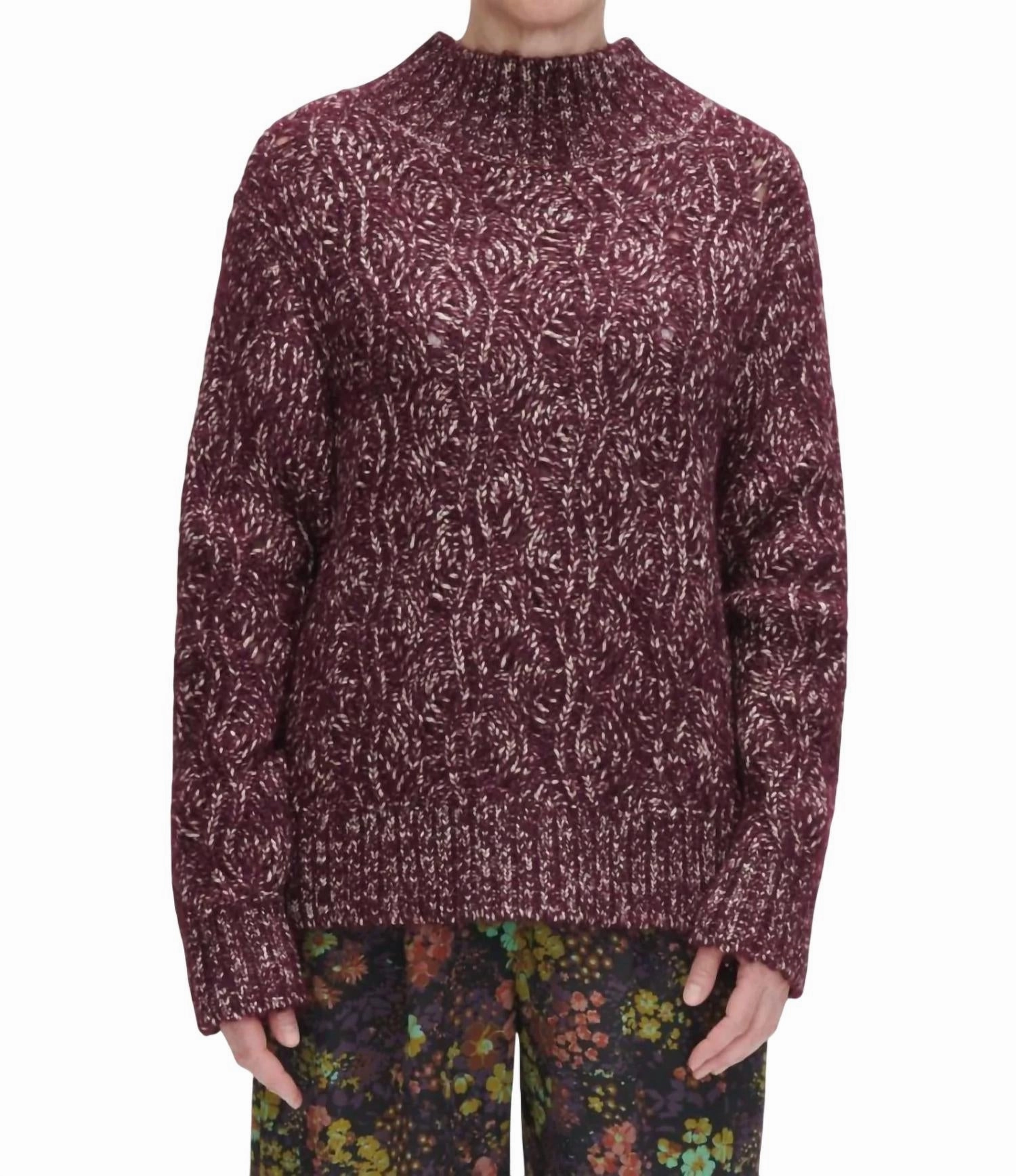 Lamott Sweater Top In Merlot Tops Womens - embroidered tops sale
