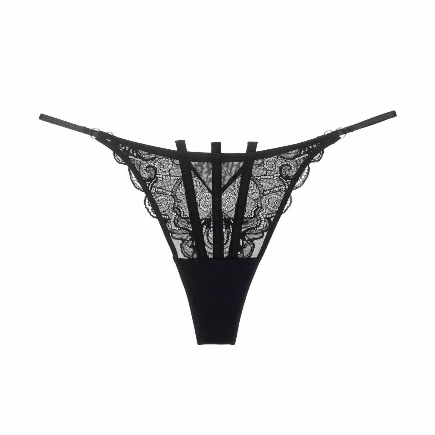 Las Ventas Lace Adjustable G-String In Black