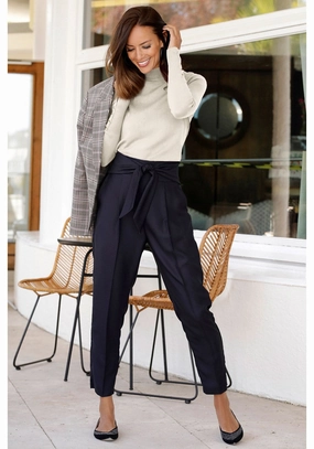LASCANA Women's Tie Front High Waisted Pants womens peg pants deal