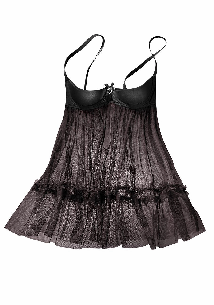 LASCANA Women's Tulle Negligee