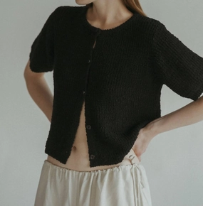 Laura Cardigan In Black Tops Womens - peplum tops outlet