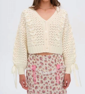 Laurel Cardigan In Cream Tops Womens - asymmetrical tops
