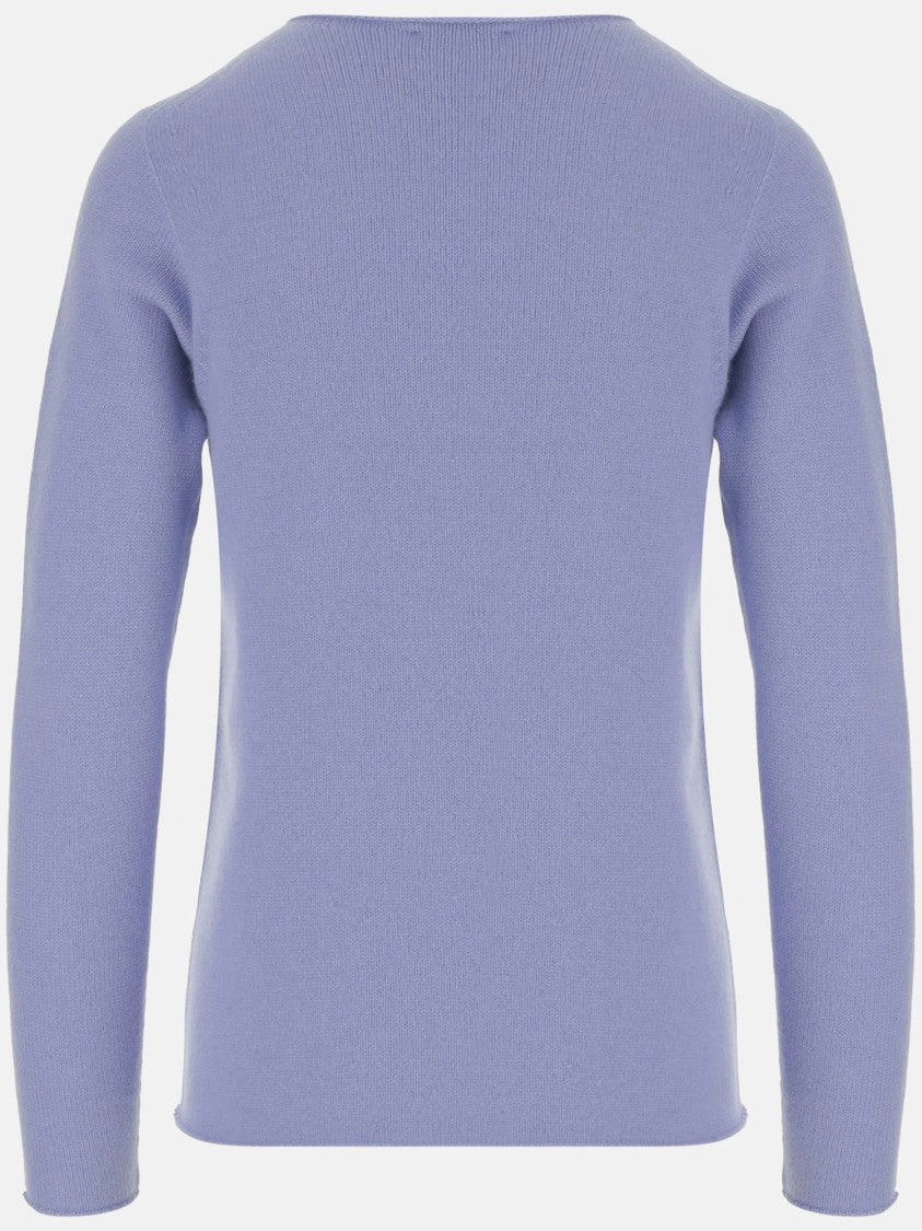 Lavender Cashmere Pullover With Crew Neck And Long Sleeves