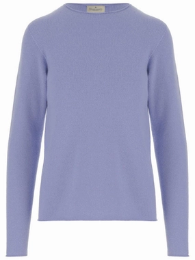 Lavender Cashmere Pullover With Crew Neck And Long Sleeves Tops Womens - button-up blouses