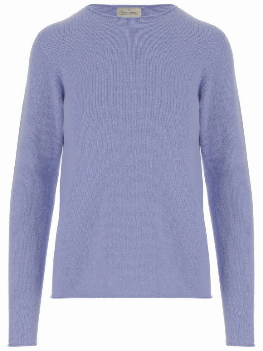 Lavender Cashmere Pullover With Crew Neck And Long Sleeves Tops Womens - button-up blouses