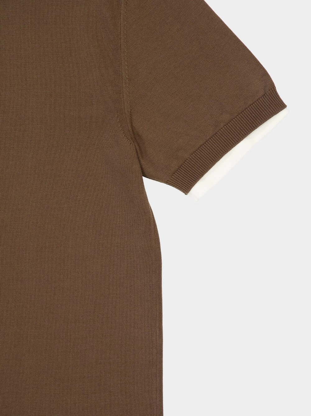 Layered Knitted T-Shirt in Clay, Brick and White