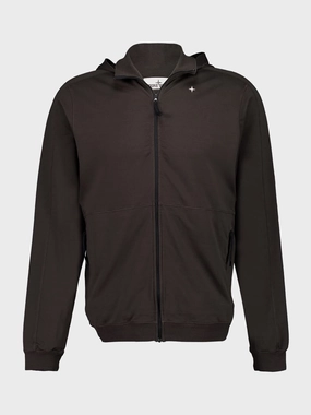 Lead Grey Cotton Stretch Fleece Full Zip Sweatshirt Tops Mens - thermal tops