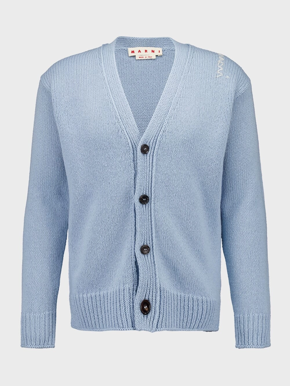 Leaden Blue V-Neck Buttoned Virgin Wool Cardigan Knitwear Mens - men's sweaters sale
