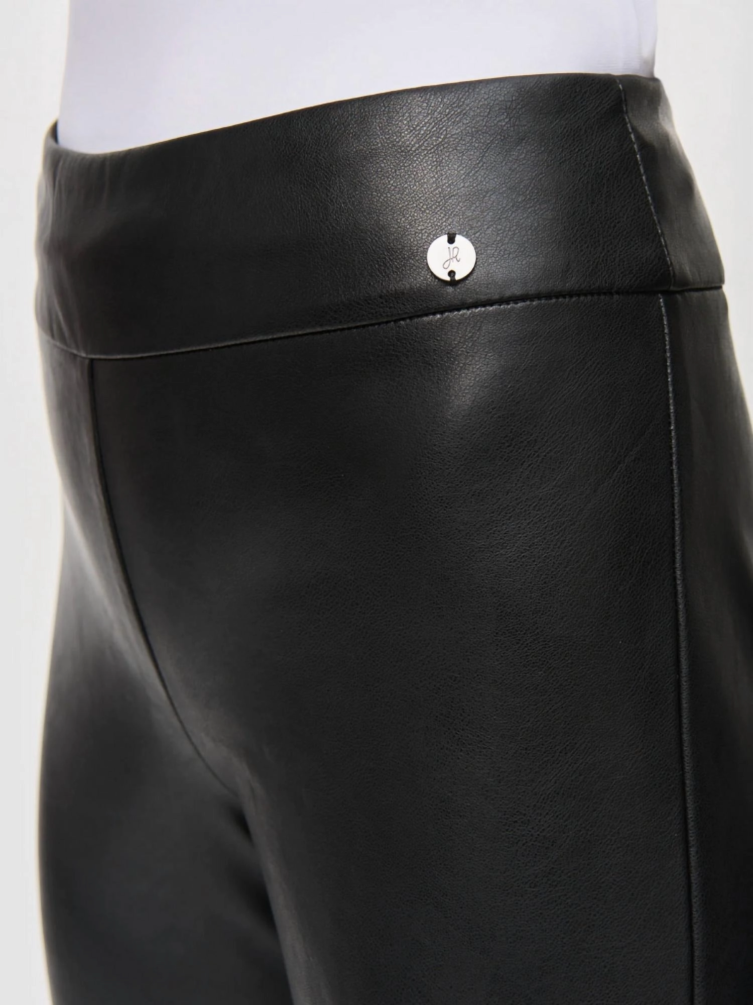 Leatherette Flared Pull-On Pants In Black