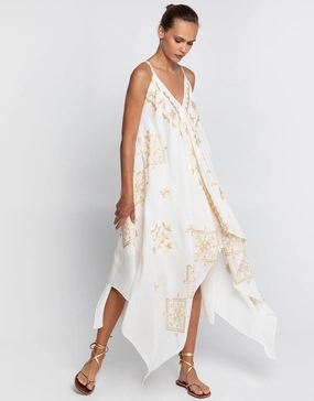 Lefkada Handkerchief Dress - Natural and Gold Swim Womens - bikinis clearance