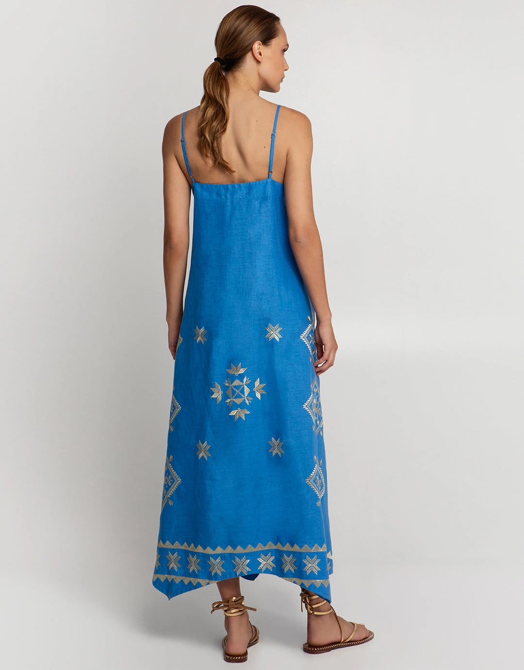 Lefkada Strappy Midi Dress - Blue Raf and Gold