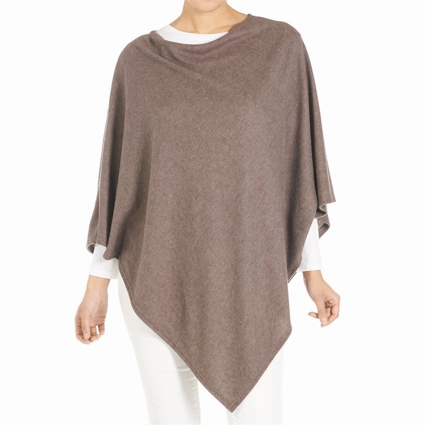 Leightweight Brushed Poncho - Brown womens blouses promo