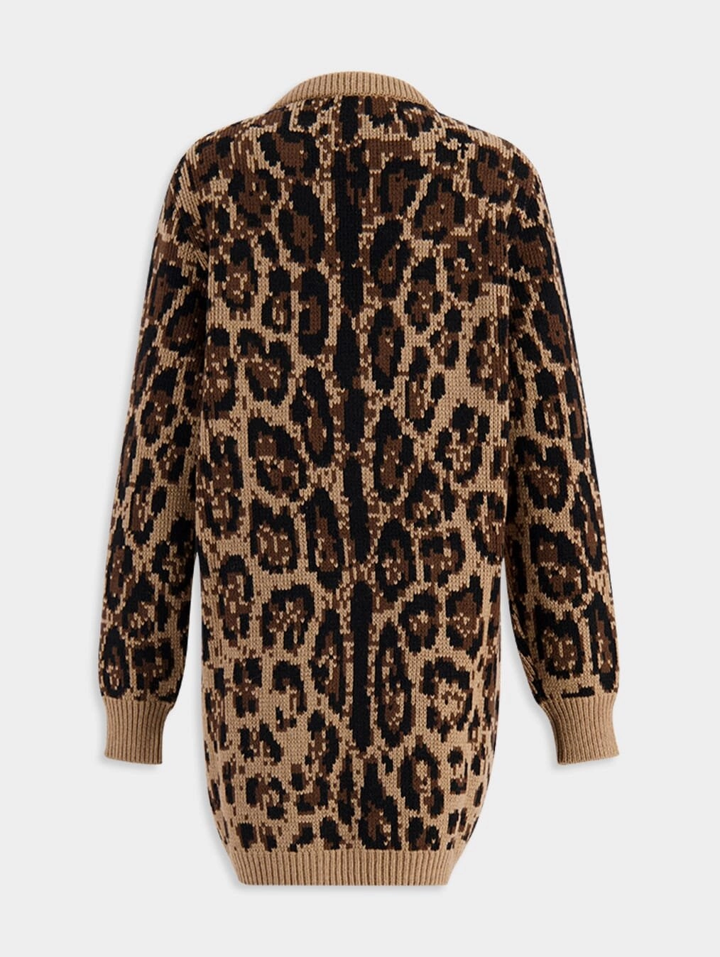 Leopard Design Wool and Cashmere Cardigan
