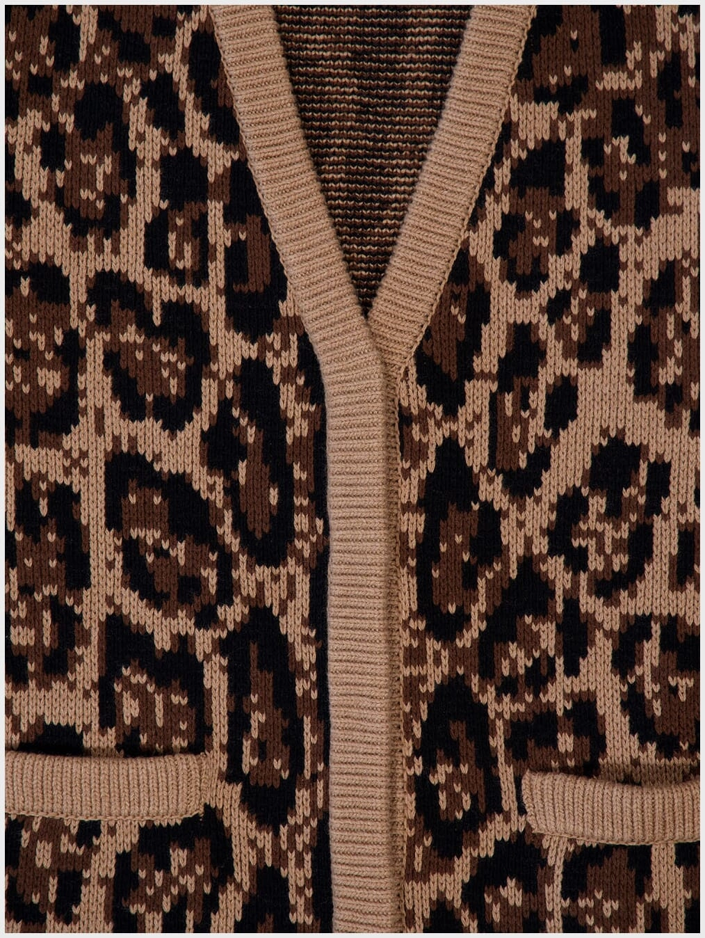 Leopard Design Wool and Cashmere Cardigan