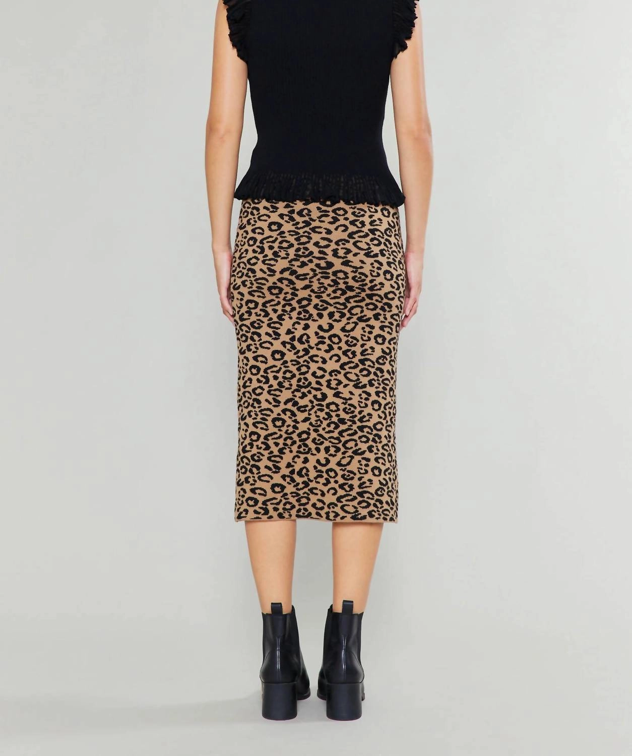 Leopard Print Midi Skirt In Brown