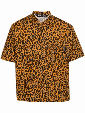 Leopard-Print Poplin Shirt mens polos clearance