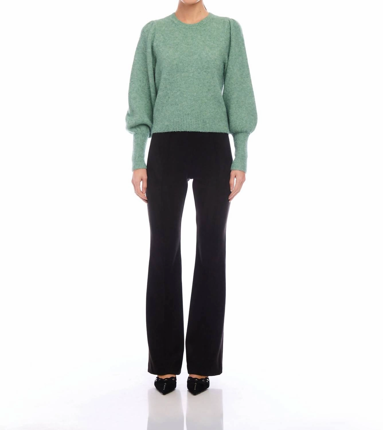 Lia Shirred Sleeve Sweater In Mint