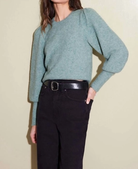 Lia Shirred Sleeve Sweater In Mint Tops Womens - camisoles best price