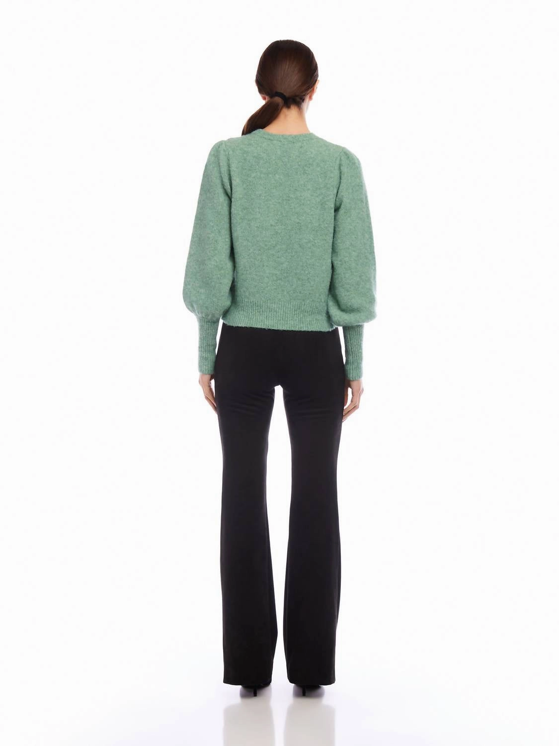Lia Shirred Sleeve Sweater In Mint