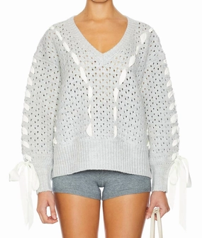 Liberty V Neck Sweater In Grey Tops Womens - sheer tops clearance