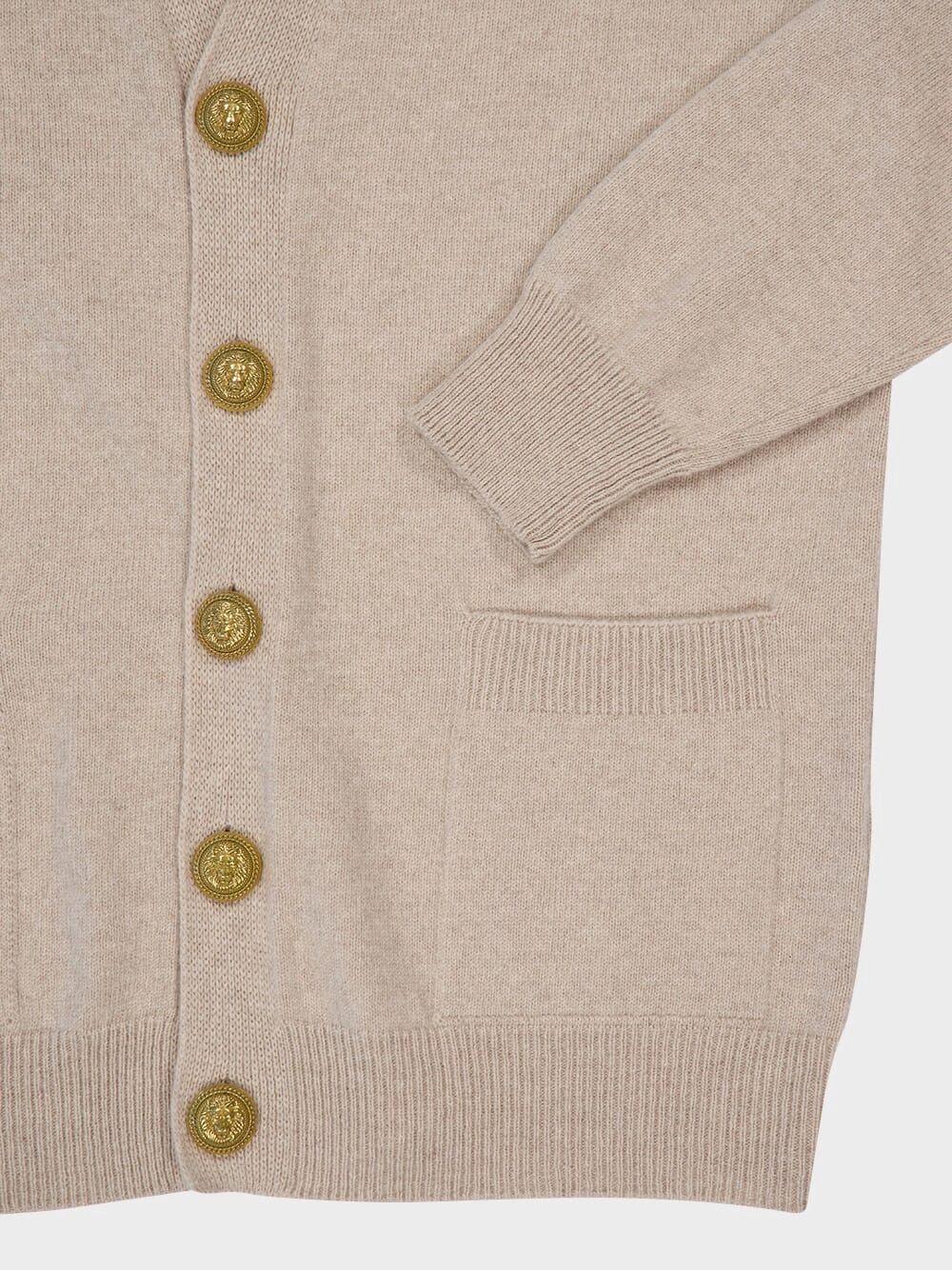 Light Beige Cashmere Buttoned Cardigan