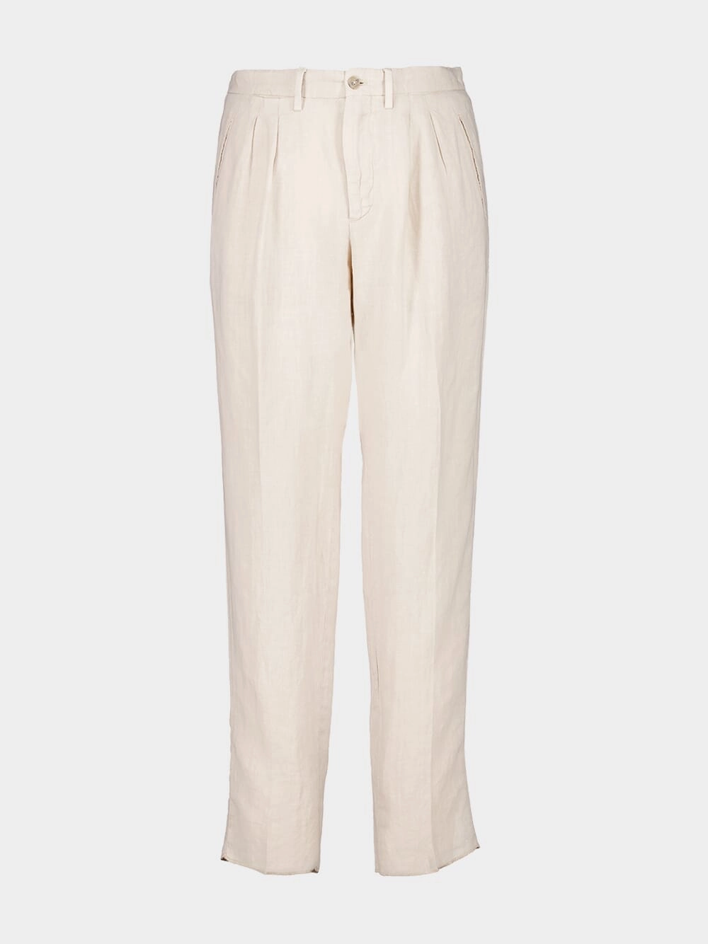 Light Beige Straight Fit Linen Trousers Suits Mens - men's suits outlet
