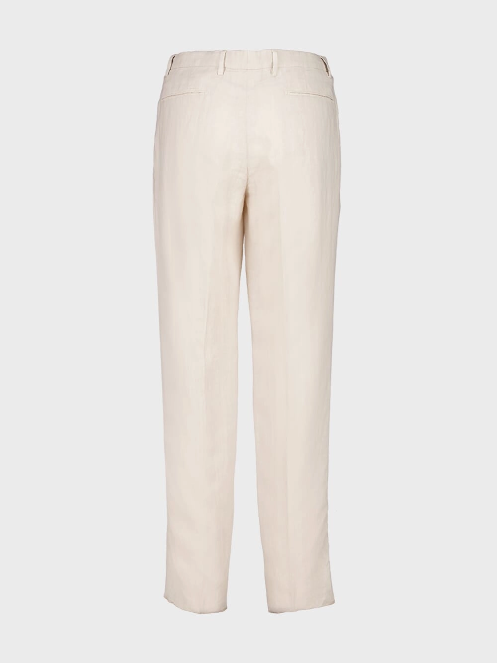 Light Beige Straight Fit Linen Trousers