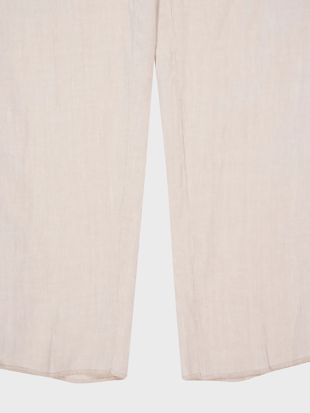 Light Beige Straight Fit Linen Trousers