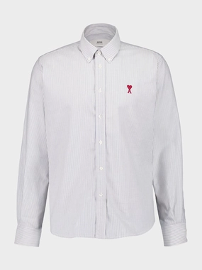 Light Blue and White Striped Button Down Cotton Shirt Tops Mens - graphic tees sale