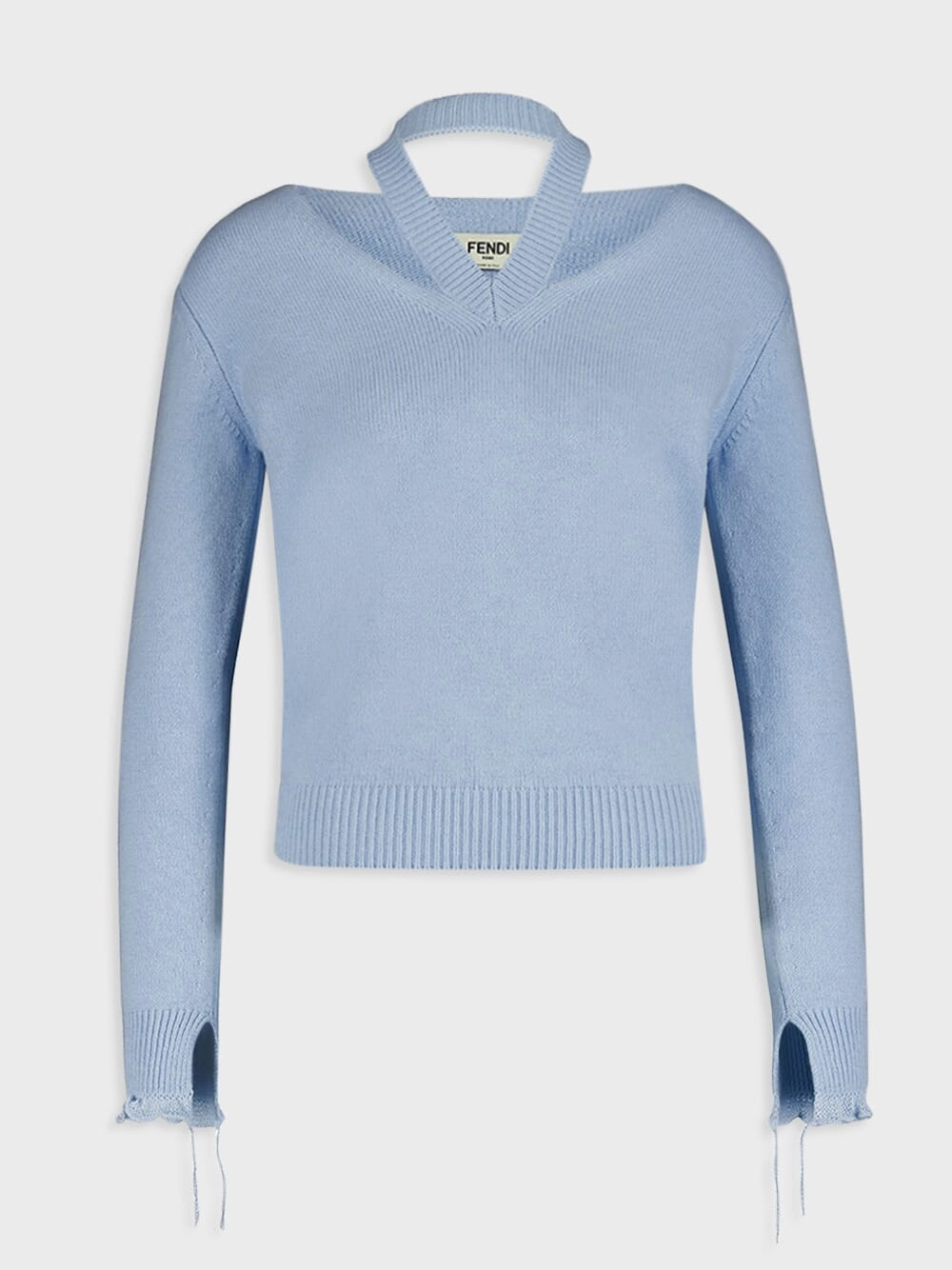 Light Blue Cut-Out Detail Cashmere Jumper Knitwear Womens - women's knitwear cheap