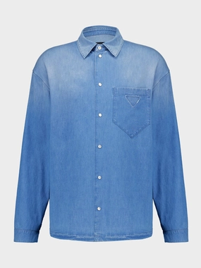 Light Blue Denim Shirt with Mother-of-Pearl Buttons Suits Mens - men's suits outlet