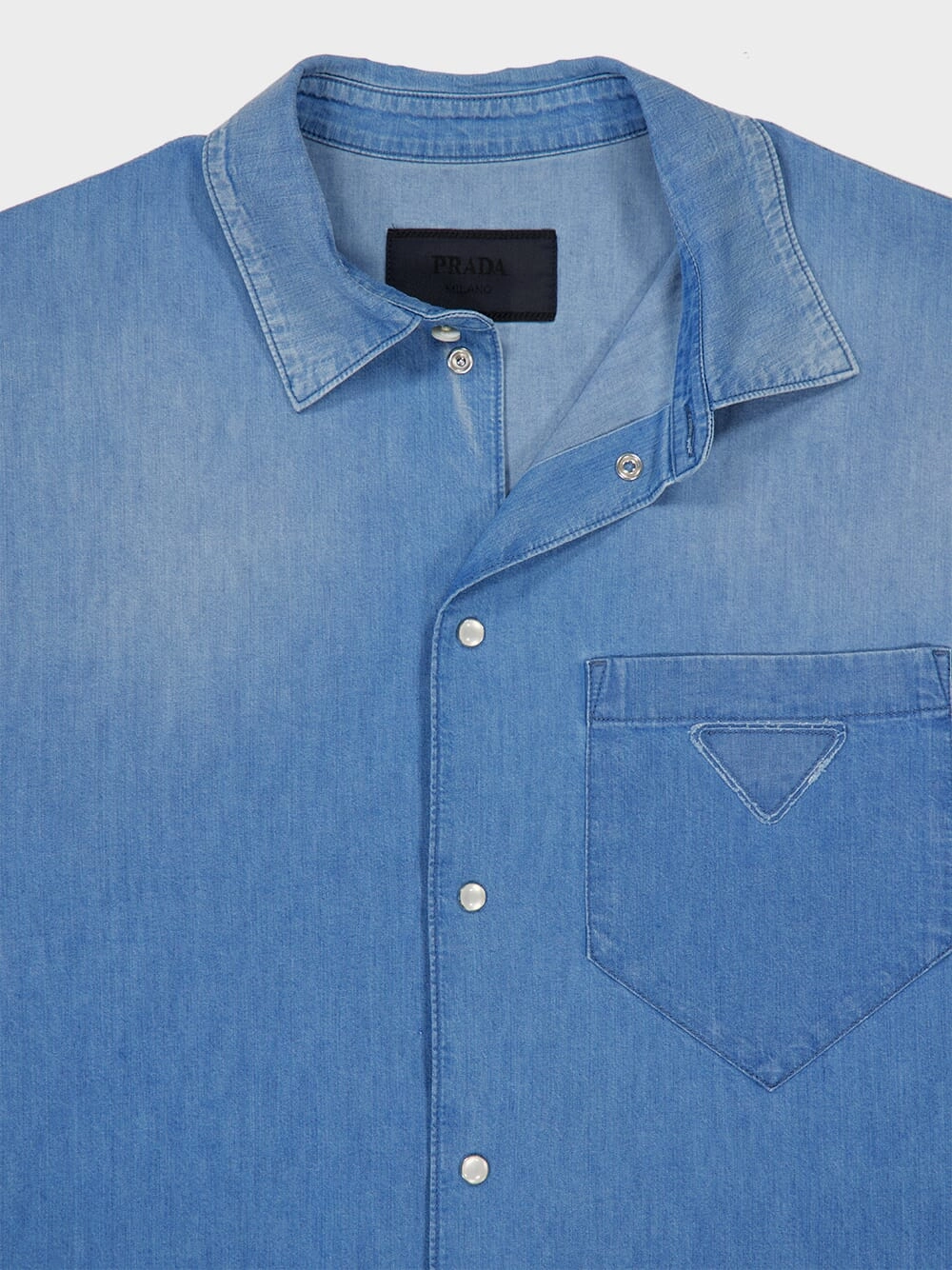 Light Blue Denim Shirt with Mother-of-Pearl Buttons