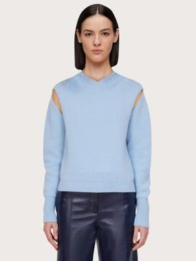 Light Blue Layered Cashmere Sweater Knitwear Womens - women's knitwear cheap