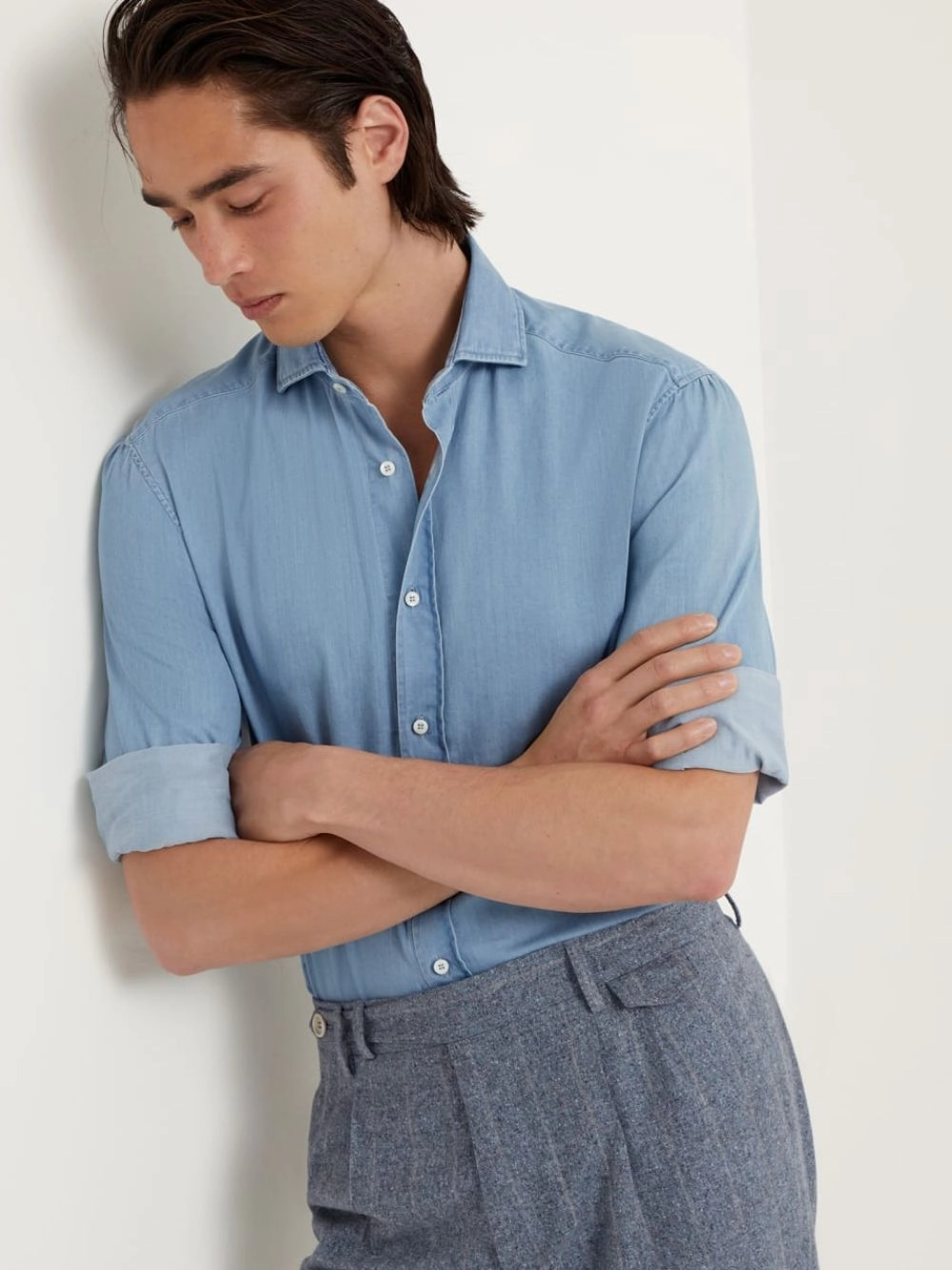 Light Blue Slim Fit Denim Shirt
