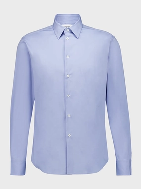 Light Blue Stretch Cotton Poplin Shirt Suits Mens - men's suits outlet